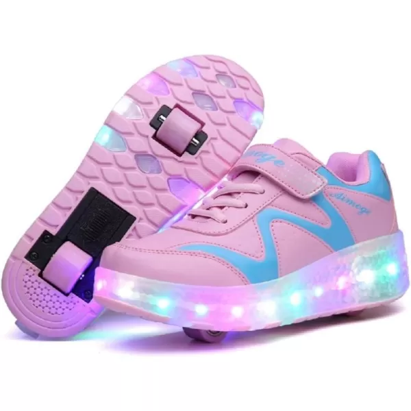 Nsasy Kids Roller Shoes Boy Girl Sneakers with Wheels Become Sport Sneaker with Led for Christmas Birthday Children Show Gift