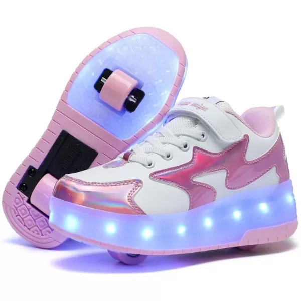 Nsasy Roller Shoes Girls Boys Wheel Shoes Kids Roller Skates Shoes LED Light Up Wheel Shoes for Kids for Children