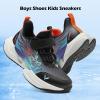 imageVITUOFLY Boys Sneakers Kids Running Shoes Girls Mesh Fitness Shoe Indoor Training Sneaker Lightweight Outdoor Sports Athletic Tennis Shoes for Little KidBig KidBlackOrangeBlue8222