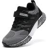 imageVITUOFLY Boys Sneakers Kids Running Shoes Girls Mesh Fitness Shoe Indoor Training Sneaker Lightweight Outdoor Sports Athletic Tennis Shoes for Little KidBig KidBlack Grey8139