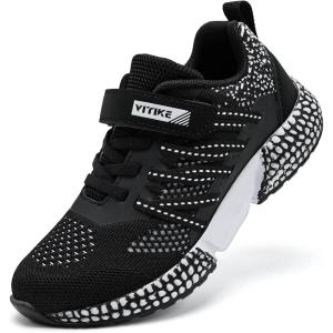 imageVITUOFLY Boys Sneakers Kids Running Shoes Girls Mesh Fitness Shoe Indoor Training Sneaker Lightweight Outdoor Sports Athletic Tennis Shoes for Little KidBig KidBlack White8139