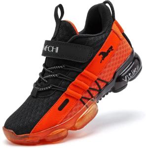 imageVITUOFLY Boys Sneakers Kids Running Shoes Girls Mesh Fitness Shoe Indoor Training Sneaker Lightweight Outdoor Sports Athletic Tennis Shoes for Little KidBig Kid8100black Orange