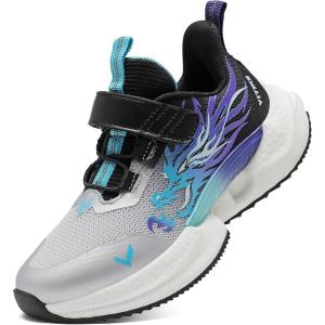 imageVITUOFLY Boys Sneakers Kids Running Shoes Girls Mesh Fitness Shoe Indoor Training Sneaker Lightweight Outdoor Sports Athletic Tennis Shoes for Little KidBig KidGreyBlackBlue8222