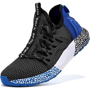 imageVITUOFLY Boys Sneakers Kids Running Shoes Girls Mesh Fitness Shoe Indoor Training Sneaker Lightweight Outdoor Sports Athletic Tennis Shoes for Little KidBig Kid821black Blue