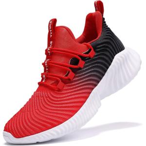imageVITUOFLY Boys Sneakers Kids Running Shoes Girls Mesh Fitness Shoe Indoor Training Sneaker Lightweight Outdoor Sports Athletic Tennis Shoes for Little KidBig Kid8091red