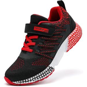 imageVITUOFLY Boys Sneakers Kids Running Shoes Girls Mesh Fitness Shoe Indoor Training Sneaker Lightweight Outdoor Sports Athletic Tennis Shoes for Little KidBig KidBlack Red8139