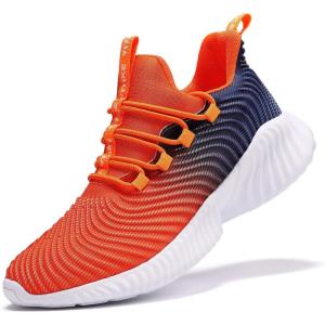 imageVITUOFLY Boys Sneakers Kids Running Shoes Girls Mesh Fitness Shoe Indoor Training Sneaker Lightweight Outdoor Sports Athletic Tennis Shoes for Little KidBig Kid8091orange