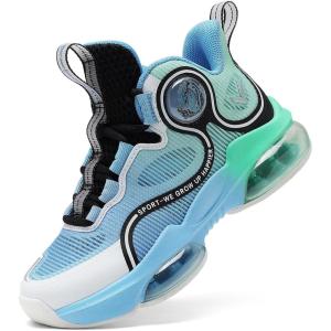 imageVITUOFLY Kids Basketball Shoes Boys Air Cushion Sneakers Girls Mid Top School Training Shoes NonSlip Outdoor Sports Shoes Comfortable Boys Running Shoes Durable Little KidBig KidBlueGreen8235