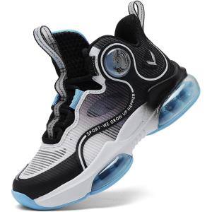 imageVITUOFLY Kids Basketball Shoes Boys Air Cushion Sneakers Girls Mid Top School Training Shoes NonSlip Outdoor Sports Shoes Comfortable Boys Running Shoes Durable Little KidBig KidWhiteBlack8235