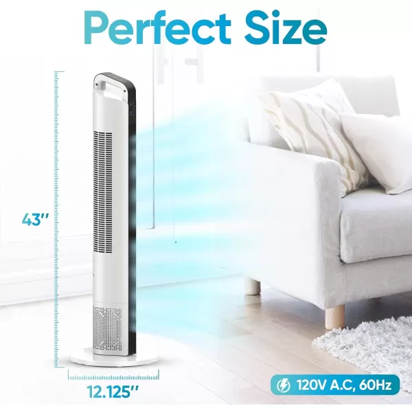 Comfort Zone 42" Oscillating Tower fan with Remote Control, Easy-to-Use Touch Screen with LED Display, 3-Speed Settings, 7-Hour Timer, Black, CZTF421RBK