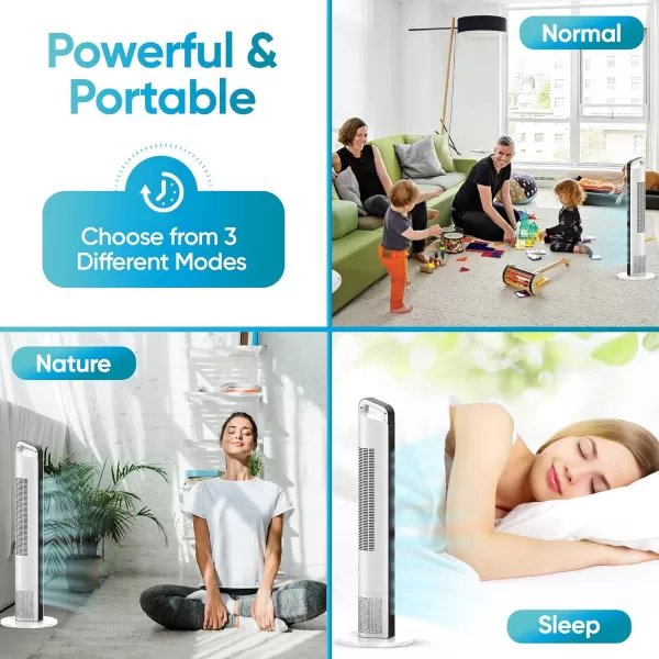 Comfort Zone 42" Oscillating Tower fan with Remote Control, Easy-to-Use Touch Screen with LED Display, 3-Speed Settings, 7-Hour Timer, Black, CZTF421RBK