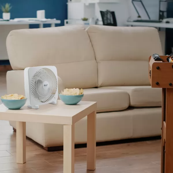 Comfort Zone Box Fan, 9 inch, Portable, Electric Quiet, 3 Speed, Small Box Fan, Desk Fan, Table Fan, Airflow 9.65 ft/sec, Ideal for Home, Bedroom, Dorm, &amp; Office, CZ9BWT