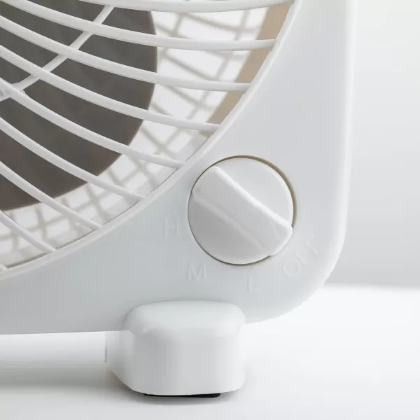 Comfort Zone Box Fan, 9 inch, Portable, Electric Quiet, 3 Speed, Small Box Fan, Desk Fan, Table Fan, Airflow 9.65 ft/sec, Ideal for Home, Bedroom, Dorm, &amp; Office, CZ9BWT