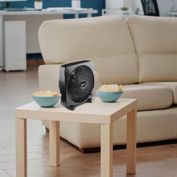 Comfort Zone Box Fan, 9 inch, Portable, Electric Quiet, 3 Speed, Small Box Fan, Desk Fan, Table Fan, Airflow 9.65 ft/sec, Ideal for Home, Bedroom, Dorm, &amp; Office, CZ9BWT