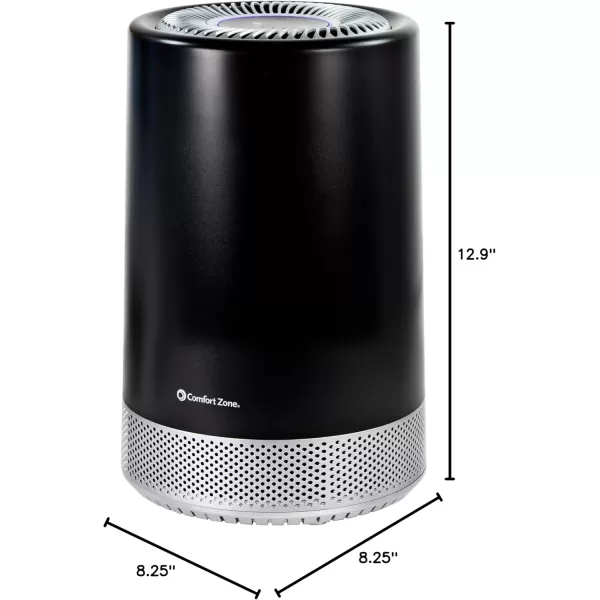 Comfort Zone CZAP101SBK H13 HEPA Air Purifier with WiFi App Control - Smart Air Filter &amp; Cleaner for Home, Remove Dust, Odor, Pollen - Compact Ionizer with Timer &amp; Night Light, 150 sq. ft.