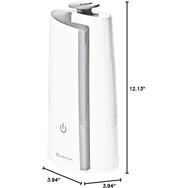 Comfort Zone CZHD50 0.3-Gallon/1.3 Liter Ultrasonic Mini Tower Humidifier, Top-Fill with Digital Controls, White