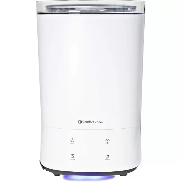 Comfort Zone CZHD60 1.5-Gallon/5.5-Liter Ultrasonic Humidifier with Top Fill Tank, Built-in Aromatherapy Tray, and Illuminated Touch Controls, White