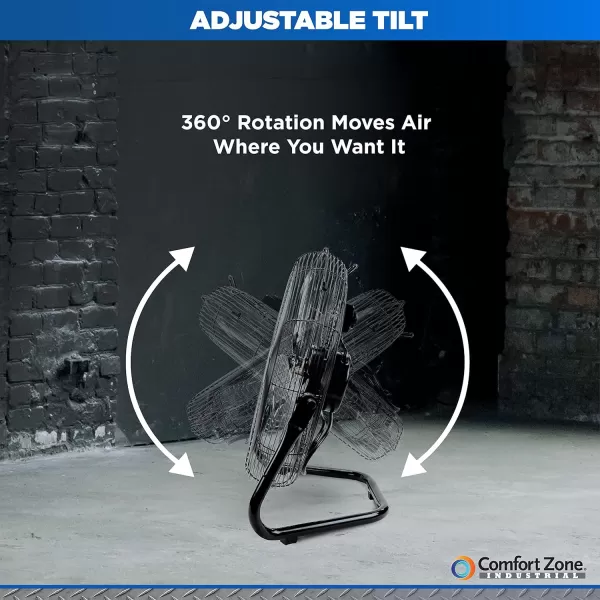 Comfort Zone Cradle Floor Fan, 9 inch, 3 Speed, Electric, 180 Degree Adjustable Tilt, All Metal, Carry Handle, Rubber Feet, Table Fan, Airflow 12.57 ft/sec, Ideal for Home, Bedroom &amp; Office, CZHV9B