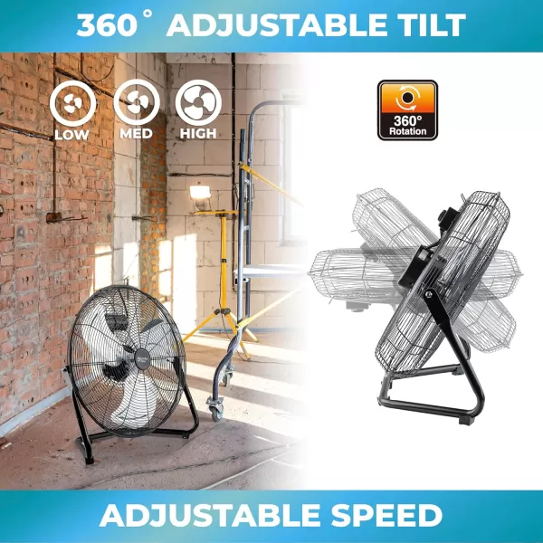 Comfort Zone Cradle Floor Fan, 9 inch, 3 Speed, Electric, 180 Degree Adjustable Tilt, All Metal, Carry Handle, Rubber Feet, Table Fan, Airflow 12.57 ft/sec, Ideal for Home, Bedroom &amp; Office, CZHV9B