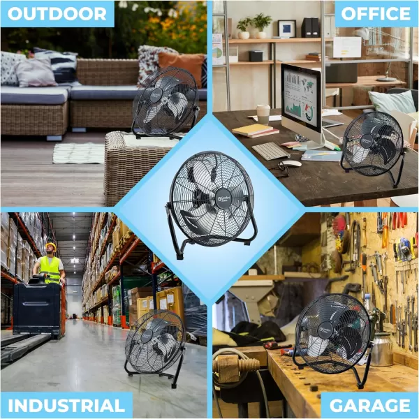 Comfort Zone Cradle Floor Fan, 9 inch, 3 Speed, Electric, 180 Degree Adjustable Tilt, All Metal, Carry Handle, Rubber Feet, Table Fan, Airflow 12.57 ft/sec, Ideal for Home, Bedroom &amp; Office, CZHV9B