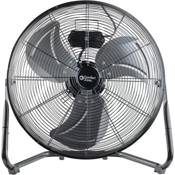 Comfort Zone Cradle Floor Fan, 9 inch, 3 Speed, Electric, 180 Degree Adjustable Tilt, All Metal, Carry Handle, Rubber Feet, Table Fan, Airflow 12.57 ft/sec, Ideal for Home, Bedroom &amp; Office, CZHV9B