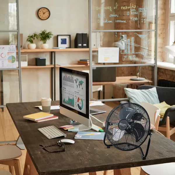 Comfort Zone Cradle Floor Fan, 9 inch, 3 Speed, Electric, 180 Degree Adjustable Tilt, All Metal, Carry Handle, Rubber Feet, Table Fan, Airflow 12.57 ft/sec, Ideal for Home, Bedroom &amp; Office, CZHV9B