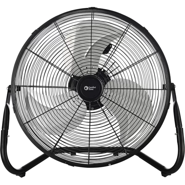 Comfort Zone Cradle Floor Fan, 9 inch, 3 Speed, Electric, 180 Degree Adjustable Tilt, All Metal, Carry Handle, Rubber Feet, Table Fan, Airflow 12.57 ft/sec, Ideal for Home, Bedroom &amp; Office, CZHV9B