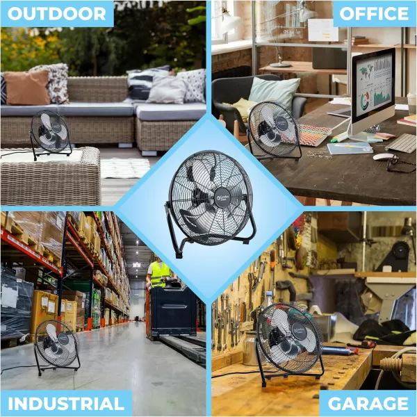 Comfort Zone Cradle Floor Fan, 9 inch, 3 Speed, Electric, 180 Degree Adjustable Tilt, All Metal, Carry Handle, Rubber Feet, Table Fan, Airflow 12.57 ft/sec, Ideal for Home, Bedroom &amp; Office, CZHV9B