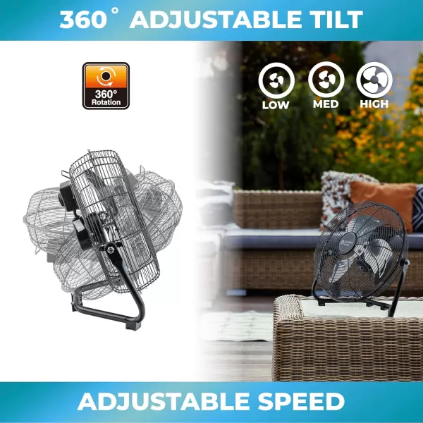 Comfort Zone Cradle Floor Fan, 9 inch, 3 Speed, Electric, 180 Degree Adjustable Tilt, All Metal, Carry Handle, Rubber Feet, Table Fan, Airflow 12.57 ft/sec, Ideal for Home, Bedroom &amp; Office, CZHV9B