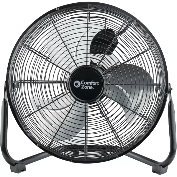 Comfort Zone Cradle Floor Fan, 9 inch, 3 Speed, Electric, 180 Degree Adjustable Tilt, All Metal, Carry Handle, Rubber Feet, Table Fan, Airflow 12.57 ft/sec, Ideal for Home, Bedroom &amp; Office, CZHV9B