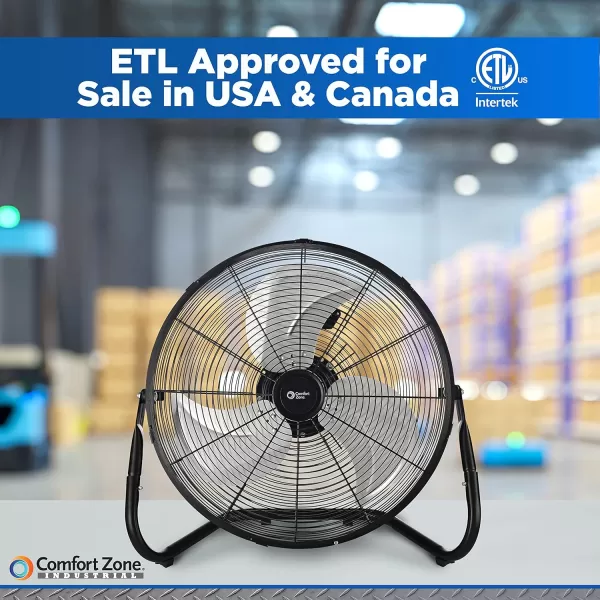 Comfort Zone Cradle Floor Fan, 9 inch, 3 Speed, Electric, 180 Degree Adjustable Tilt, All Metal, Carry Handle, Rubber Feet, Table Fan, Airflow 12.57 ft/sec, Ideal for Home, Bedroom &amp; Office, CZHV9B