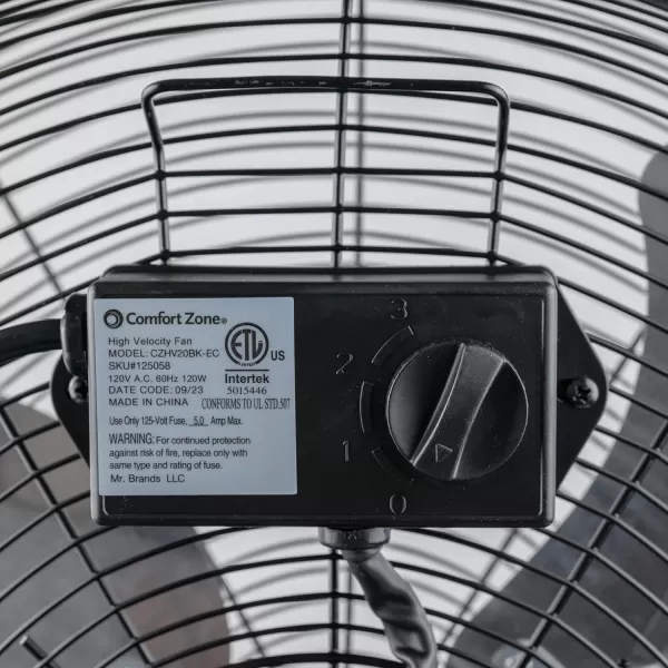 Comfort Zone Cradle Floor Fan, 9 inch, 3 Speed, Electric, 180 Degree Adjustable Tilt, All Metal, Carry Handle, Rubber Feet, Table Fan, Airflow 12.57 ft/sec, Ideal for Home, Bedroom &amp; Office, CZHV9B