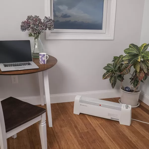 Comfort Zone Electric Baseboard Space Heater with Adjustable Thermostat, Dent-Proof End Panels, Overheat Protection, Tip-Over Switch, &amp; Stay-Cool Body, Ideal for Home, Bedroom, &amp; Office, 1,500W, CZ600
