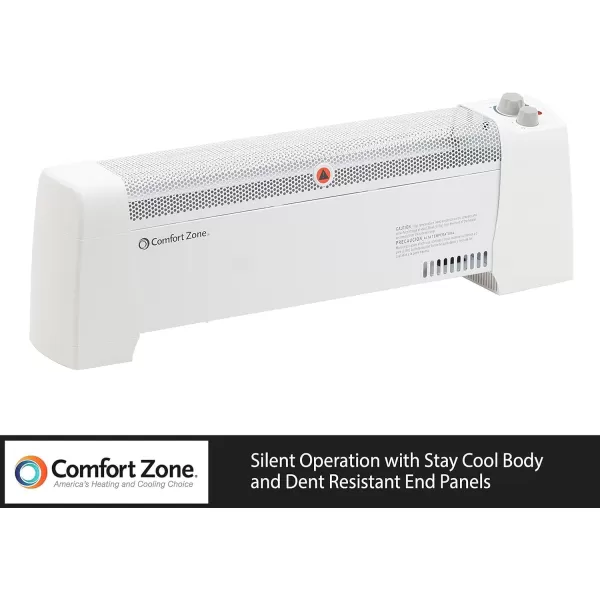 Comfort Zone Electric Baseboard Space Heater with Adjustable Thermostat, Dent-Proof End Panels, Overheat Protection, Tip-Over Switch, &amp; Stay-Cool Body, Ideal for Home, Bedroom, &amp; Office, 1,500W, CZ600