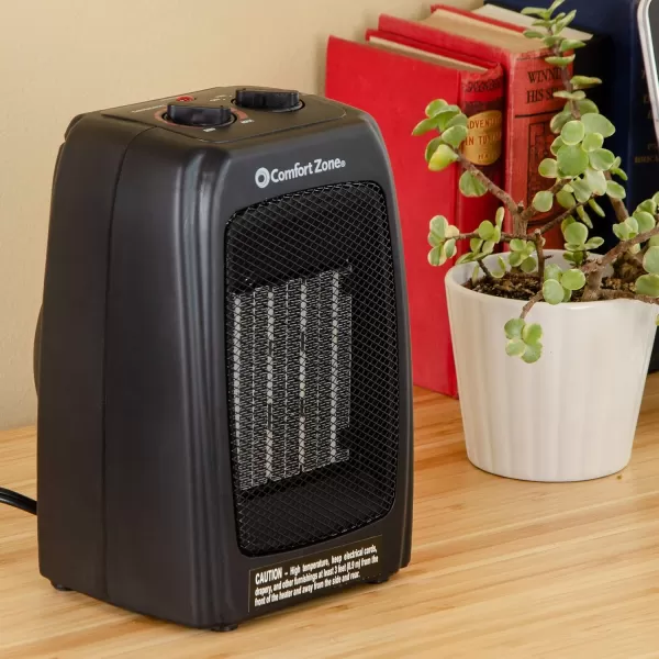 Comfort Zone Electric Ceramic Portable Space Heater with Thermostat and Fan, Built-in Overheat Sensor, and Safety Tip-Over Switch, Ideal for Home, Bedroom, &amp; Office, 1,500W, CZ442