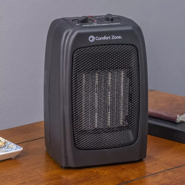 Comfort Zone Electric Ceramic Portable Space Heater with Thermostat and Fan, Built-in Overheat Sensor, and Safety Tip-Over Switch, Ideal for Home, Bedroom, &amp; Office, 1,500W, CZ442