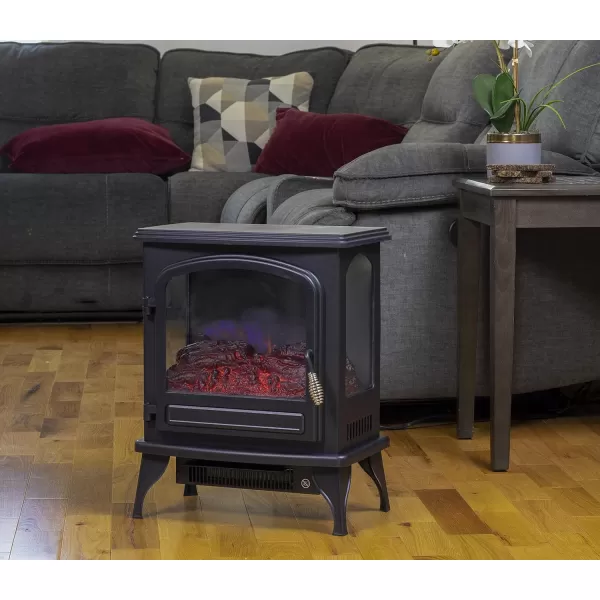 Comfort Zone Electric Fireplace Space Heater Furnace, LED Simulated Flame &amp; Bed of Burning Embers, Stay Cool Housing, Overheat Sensor, Tip-Over Switch, Ideal for Home, Bedroom, &amp; Office, 1,500W, CZFP6