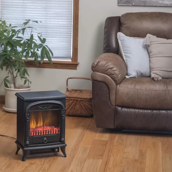 Comfort Zone Electric Fireplace Space Heater, Traditional Warm Stove Style, Realistic 3D Flame Effect, Adjustable Thermostat, &amp; Overheat Protection, Ideal for Home, Bedroom, &amp; Office, 1,500W, CZFP4