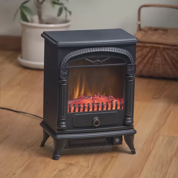 Comfort Zone Electric Fireplace Space Heater, Traditional Warm Stove Style, Realistic 3D Flame Effect, Adjustable Thermostat, &amp; Overheat Protection, Ideal for Home, Bedroom, &amp; Office, 1,500W, CZFP4