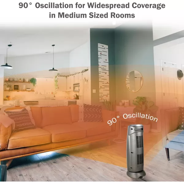 Comfort Zone Electric Oscillating Ceramic Tower Space Heater, Remote, Backlit Digital Thermostat &amp; Temperature Display, Timer, &amp; Overheat Sensor, Ideal for Home, Bedroom, &amp; Office, 1,500W, CZ499R