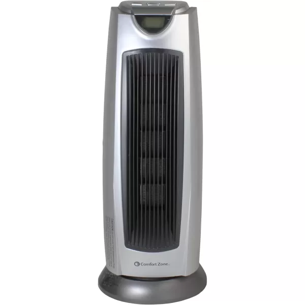 Comfort Zone Electric Oscillating Ceramic Tower Space Heater, Remote, Backlit Digital Thermostat &amp; Temperature Display, Timer, &amp; Overheat Sensor, Ideal for Home, Bedroom, &amp; Office, 1,500W, CZ499R