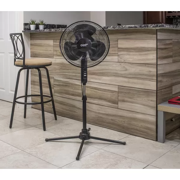 Comfort Zone Electric Oscillating Pedestal Fan, Stand Fan, 16 inch, 3 Speed, 90 Degree Oscillating Head, Adjustable Height and Tilt, Airflow 7.48 ft/sec, Ideal for Home, Bedroom &amp; Office, CZST161BTE