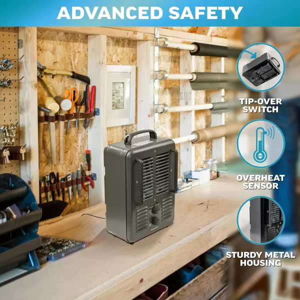 Comfort Zone Electric Portable Milkhouse Style Utility Space Heater with Adjustable Thermostat, Overheat Protection, and Safety Tip-Over Switch, Ideal for Garage or Greenhouse, 1,500W, CZ798