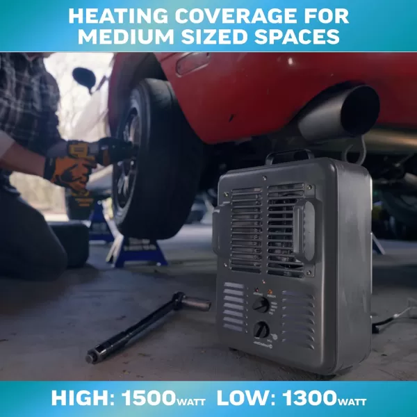 Comfort Zone Electric Portable Milkhouse Style Utility Space Heater with Adjustable Thermostat, Overheat Protection, and Safety Tip-Over Switch, Ideal for Garage or Greenhouse, 1,500W, CZ798