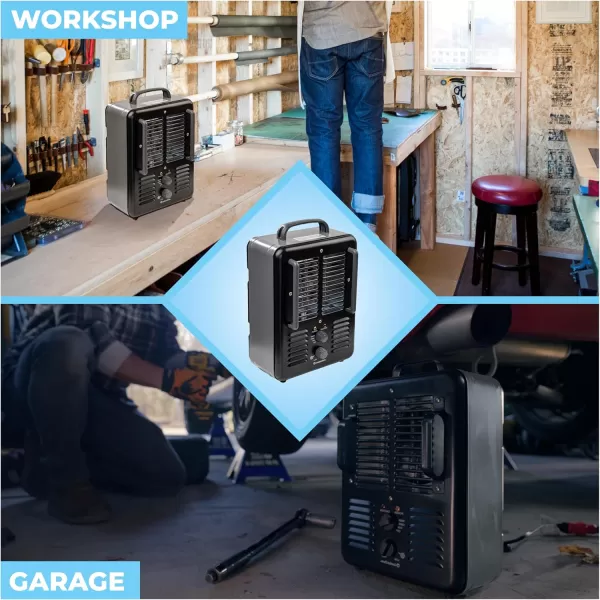 Comfort Zone Electric Portable Milkhouse Style Utility Space Heater with Adjustable Thermostat, Overheat Protection, and Safety Tip-Over Switch, Ideal for Garage or Greenhouse, 1,500W, CZ798