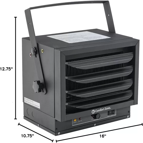 Comfort Zone Hard-Wired Ceiling Mount Garage Space Heater with Remote, 7,500 Watt, 240 Volt, Fan-Forced, Overheat Protection, Digital Thermostat, 12-Hour Timer, Ideal for Garage &amp; Workshop, CZ230ER