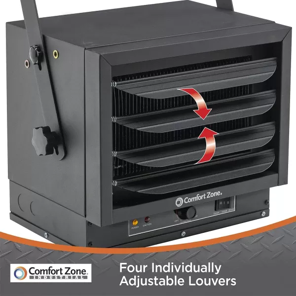 Comfort Zone Hard-Wired Ceiling Mount Garage Space Heater with Remote, 7,500 Watt, 240 Volt, Fan-Forced, Overheat Protection, Digital Thermostat, 12-Hour Timer, Ideal for Garage &amp; Workshop, CZ230ER