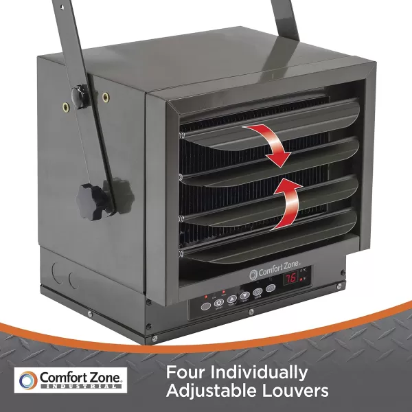 Comfort Zone Hard-Wired Ceiling Mount Garage Space Heater with Remote, 7,500 Watt, 240 Volt, Fan-Forced, Overheat Protection, Digital Thermostat, 12-Hour Timer, Ideal for Garage &amp; Workshop, CZ230ER