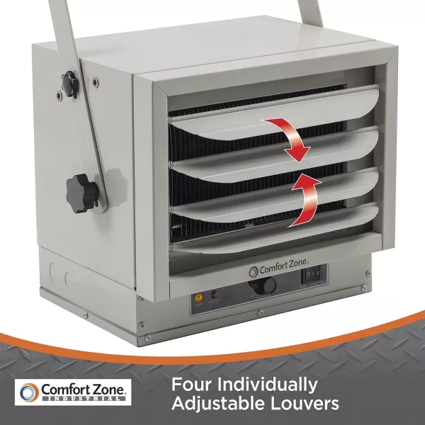 Comfort Zone Hard-Wired Ceiling Mount Garage Space Heater with Remote, 7,500 Watt, 240 Volt, Fan-Forced, Overheat Protection, Digital Thermostat, 12-Hour Timer, Ideal for Garage &amp; Workshop, CZ230ER