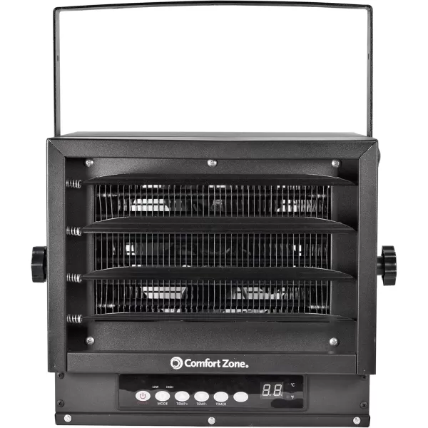 Comfort Zone Hard-Wired Ceiling Mount Garage Space Heater with Remote, 7,500 Watt, 240 Volt, Fan-Forced, Overheat Protection, Digital Thermostat, 12-Hour Timer, Ideal for Garage &amp; Workshop, CZ230ER